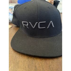 RVCA Hat Cap Snap Back Black Spell Out Mid Fit One Size Adjustable